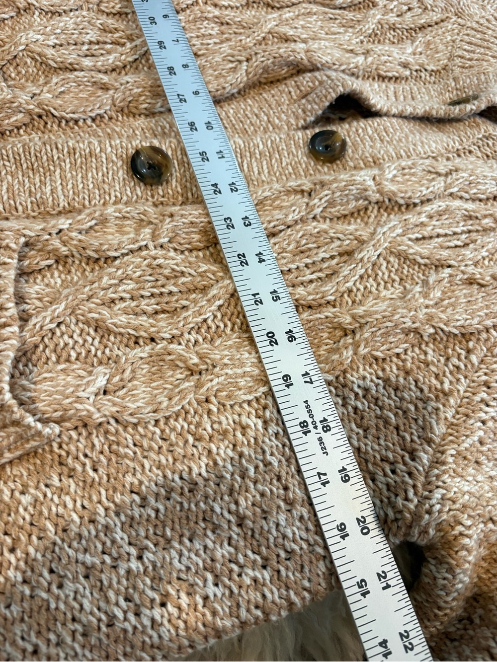 Talbots Beige Cable-Knit Button Front Cardigan - Picture 6 of 8